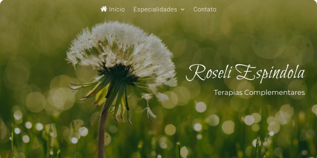 Pagina inicial do site Roseli Espindola Terapias Complementares